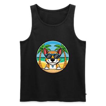 Chien de chasse tricolore serbe race de dessin animé plage - Débardeur bio Premium Homme - noir - Devant - Michal (187cm)