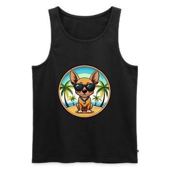 Russian Toy Terrier Dog Breed Cartoon Sunglasses - Men's Premium Organic Tank Top - black - Front - Michal (187cm)