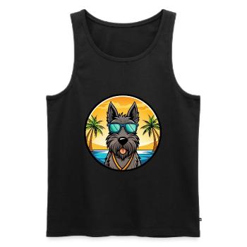 Scottish Terrier Dog Breed Cartoon Sunglass Beach - Men's Premium Organic Tank Top - black - Front - Michal (187cm)