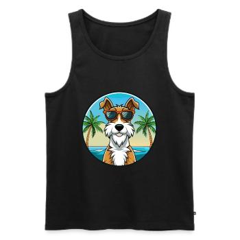 Draht Foxterrier Hunderasse Cartoon Sonnenbrille Strand - Männer Premium Bio Tank Top - Schwarz - Vorne - AI Model Male 178 light (178cm)