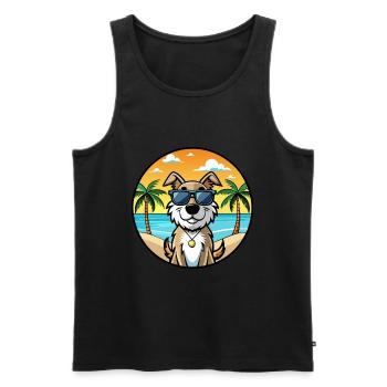 Slovensky Cuvac Chien Race Dessin Animé Lunettes de Soleil Plage - Débardeur bio Premium Homme - noir - Devant - Michal (187cm)