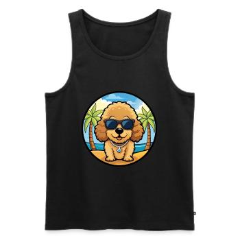 Caniche Jouet Chien Race Dessin Animé Lunettes De Soleil Plage - Débardeur bio Premium Homme - noir - Devant - Michal (187cm)