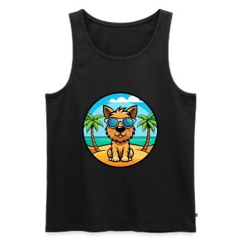 Tenterfield Terrier Hunderasse Cartoon Sonnenbrille - Männer Premium Bio Tank Top - Schwarz - Vorne - Michal (187cm)