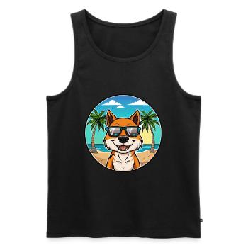 Taigan Kyrgyz Taighany Dog Breed Cartoon Beach - Men's Premium Organic Tank Top - black - Front - Michal (187cm)