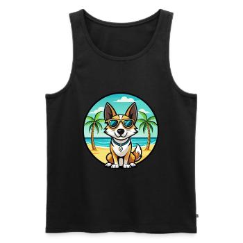 Toy Fox Terrier Chien Race Dessin Animé Lunettes De Soleil Plage - Débardeur bio Premium Homme - noir - Devant - Michal (187cm)