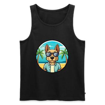 Thai Ridgeback Hund Rasse Cartoon Sonnenbrille Strand - Männer Premium Bio Tank Top - Schwarz - Vorne - AI Model Male 178 light (178cm)