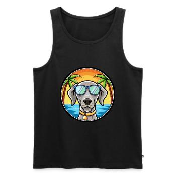 Weimaraner Hund Rasse Cartoon Sonnenbrille Strand - Männer Premium Bio Tank Top - Schwarz - Vorne - AI Model Male 178 light (178cm)