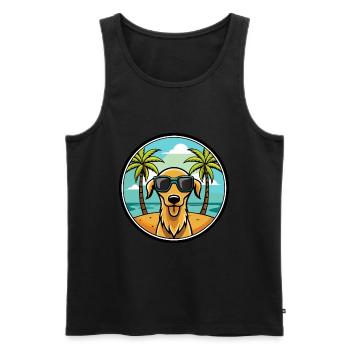 Sloughi Hunderasse Cartoon Sonnenbrille Strand - Männer Premium Bio Tank Top - Schwarz - Vorne - AI Model Male 178 light (178cm)