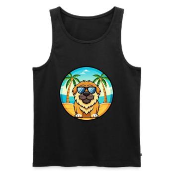 Tibetische Dogge Hunderasse Cartoon Sonnenbrille Strand - Männer Premium Bio Tank Top - Schwarz - Vorne - Michal (187cm)
