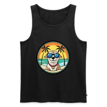 Seskar phoque chien race dessin animé lunettes de soleil plage - Débardeur bio Premium Homme - noir - Devant - Michal (187cm)