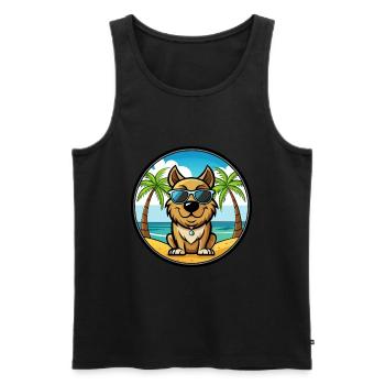 Tosa Hunderasse Cartoon Sonnenbrille Strand - Männer Premium Bio Tank Top - Schwarz - Vorne - Michal (187cm)