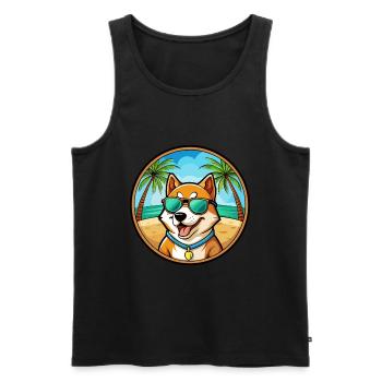 Shikoku Dog Breed Cartoon Sunglasses Beach - Men's Premium Organic Tank Top - black - Front - Michal (187cm)