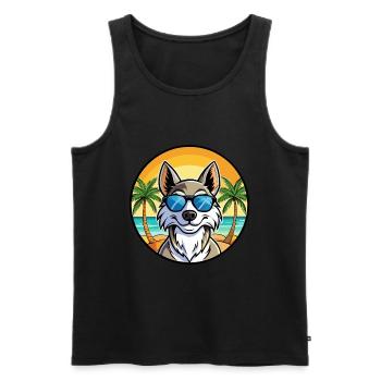 Tamaskan Dog Breed Cartoon Sunglasses Beach - Men's Premium Organic Tank Top - black - Front - Michal (187cm)