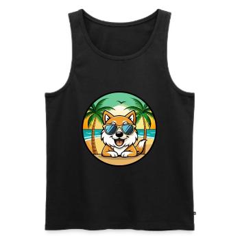 Spitz Hunderasse Cartoon Sonnenbrille Strand - Männer Premium Bio Tank Top - Schwarz - Vorne - Michal (187cm)