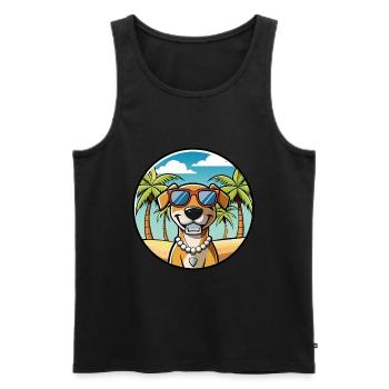 Chien du Sud Race Dessin Animé Lunettes De Soleil Plage - Débardeur bio Premium Homme - noir - Devant - Michal (187cm)