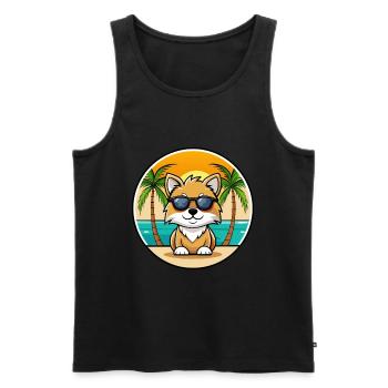 Spielzeug Deutscher Spitz Hund Rasse Cartoon Sonnenbrille Strand - Männer Premium Bio Tank Top - Schwarz - Vorne - Michal (187cm)