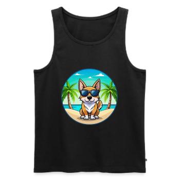 Suédois Vallhund Race Chien Dessin Animé Lunettes De Soleil Plage - Débardeur bio Premium Homme - noir - Devant - Michal (187cm)