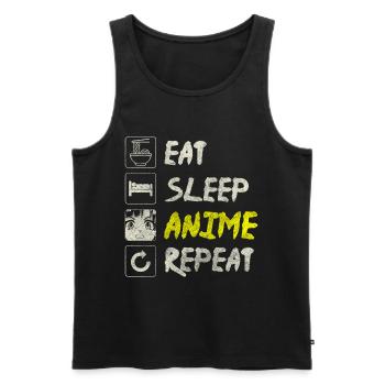 Manga Asia Senpai Sweet - Men's Premium Organic Tank Top - black - Front - AI Model Male 178 light (178cm)
