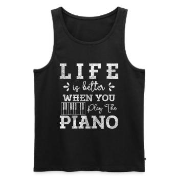 Piano à queue Piano Musiciens - Débardeur bio Premium Homme - noir - Devant - Michal (187cm)