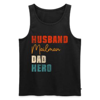 Post Pakete Dienstleistung - Männer Premium Bio Tank Top - Schwarz - Vorne - AI Model Male 178 light (178cm)