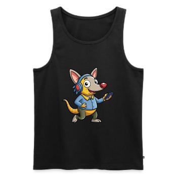 Aardvark Funny Cartoon Character Casque Musique - Débardeur bio Premium Homme - noir - Devant - Michal (187cm)