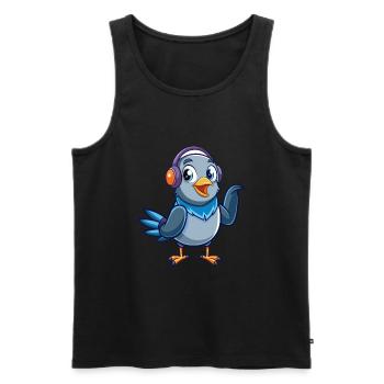 Taube Lustige Zeichentrickfigur Kopfhörer Musik - Männer Premium Bio Tank Top - Schwarz - Vorne - Michal (187cm)