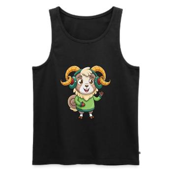 Ram Funny Cartoon Character Headphone Music - Men's Premium Organic Tank Top - black - Front - Michal (187cm)