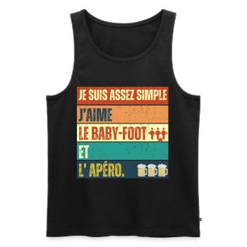 J' aime le baby-foot et l' apéro cadeau vintage - Débardeur bio Premium Homme - noir - Devant - Michal (187cm)