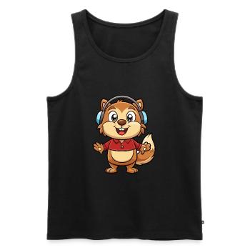 Und täglich grüßt das Murmeltier Lustige Zeichentrickfigur Kopfhörermusik - Männer Premium Bio Tank Top - Schwarz - Vorne - Michal (187cm)