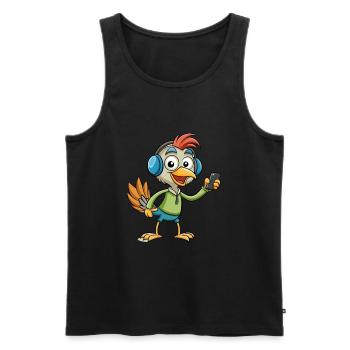 Strauß Lustige Cartoon Figur Kopfhörer Musik - Männer Premium Bio Tank Top - Schwarz - Vorne - Michal (187cm)