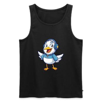 Seagull Funny Cartoon Character Headphone Music - Men's Premium Organic Tank Top - black - Front - Michal (187cm)