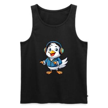 Seagull Funny Cartoon Character Headphone Music - Men's Premium Organic Tank Top - black - Front - Michal (187cm)