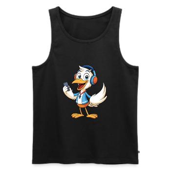 Pelican Funny Cartoon Character Musique de casque - Débardeur bio Premium Homme - noir - Devant - Michal (187cm)