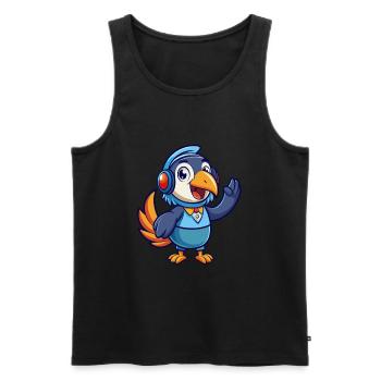 Toucan Funny Cartoon Character Headphone Music - Men's Premium Organic Tank Top - black - Front - Michal (187cm)