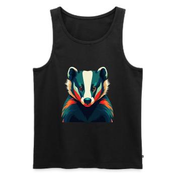 Blaireau Personnage De Dessin Animé Animal De Compagnie Coloré - Débardeur bio Premium Homme - noir - Devant - AI Model Male 178 light (178cm)