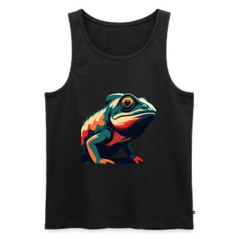 Chameleon Cartoon Character Colorful Pet Animal - Men's Premium Organic Tank Top - black - Front - Michal (187cm)