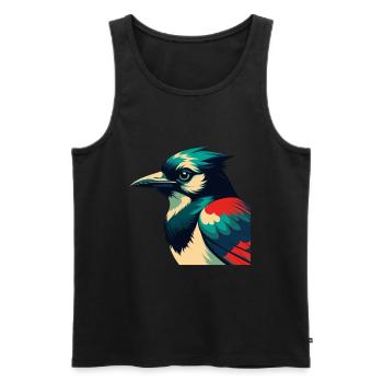 Blue Jay Cartoon Character Colorful Pet Animal - Men's Premium Organic Tank Top - black - Front - AI Model Male 178 light (178cm)