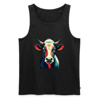 Kuh Cartoon Figur Buntes Haustier Tier - Männer Premium Bio Tank Top - Schwarz - Vorne - AI Model Male 178 light (178cm)