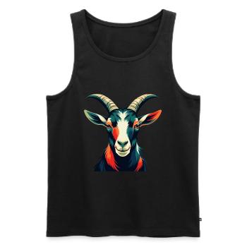 Chèvre Dessin animé Personnage Animal de compagnie coloré - Débardeur bio Premium Homme - noir - Devant - Michal (187cm)