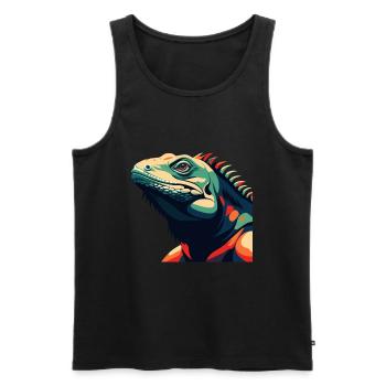 Iguana Cartoon Character Colorful Pet Animal - Men's Premium Organic Tank Top - black - Front - AI Model Male 178 light (178cm)