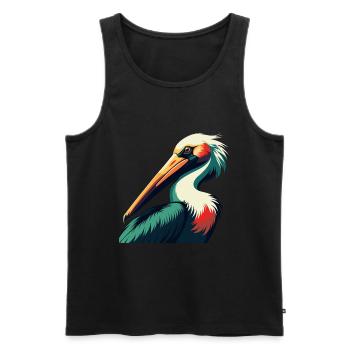 Pélican Dessin animé Personnage Animal de compagnie coloré - Débardeur bio Premium Homme - noir - Devant - Michal (187cm)