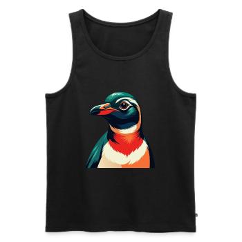 Penguin Cartoon Character Colorful Pet Animal - Men's Premium Organic Tank Top - black - Front - Michal (187cm)