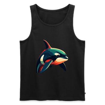 Orca Cartoon-Figur Buntes Haustier - Männer Premium Bio Tank Top - Schwarz - Vorne - Michal (187cm)