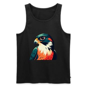Personnage de dessin animé de faucon animal de compagnie coloré - Débardeur bio Premium Homme - noir - Devant - Michal (187cm)