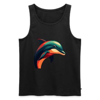 Delfin Cartoon Figur Buntes Haustier Tier - Männer Premium Bio Tank Top - Schwarz - Vorne - AI Model Male 178 light (178cm)