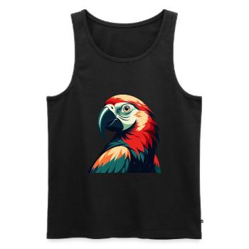 Perroquet Dessin animé Personnage Animal de compagnie coloré - Débardeur bio Premium Homme - noir - Devant - Michal (187cm)