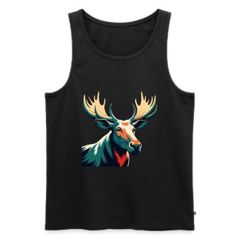 Elch Cartoon Figur Buntes Haustier Tier - Männer Premium Bio Tank Top - Schwarz - Vorne - Michal (187cm)