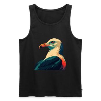 Mouette Dessin animé Personnage Animal de compagnie coloré - Débardeur bio Premium Homme - noir - Devant - Michal (187cm)