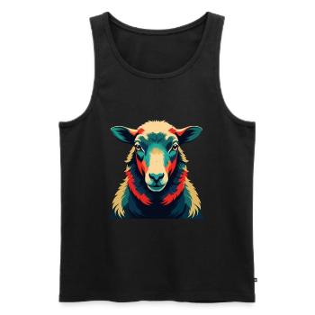 Schaf Cartoon Figur Buntes Haustier Tier - Männer Premium Bio Tank Top - Schwarz - Vorne - Michal (187cm)