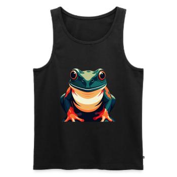 Frosch Cartoon Figur Buntes Haustier Tier - Männer Premium Bio Tank Top - Schwarz - Vorne - Michal (187cm)